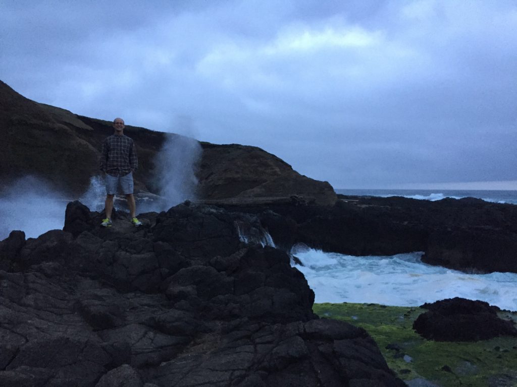 standing next to blowhole
